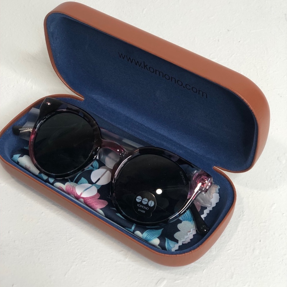 KOMONO Lulu Floral Sunglasses NEW black pink feminine cat eye Wing tip - Picture 12 of 15